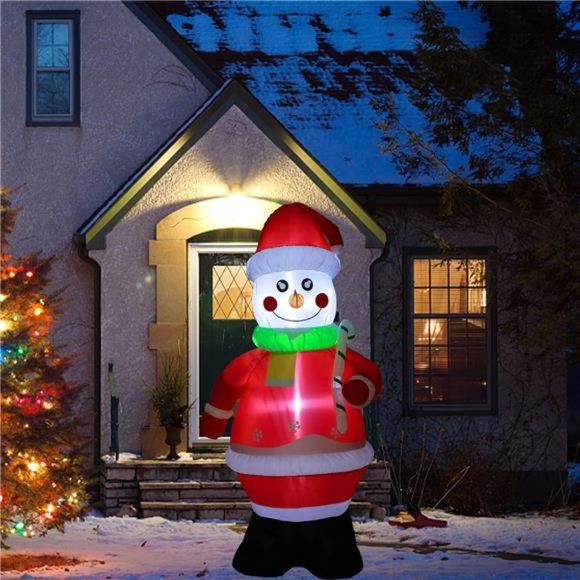 7Ft Inflatable Snowman - Outdoor Christmas Decor, Blow Up  with LED Lights - Picture 5 of 5